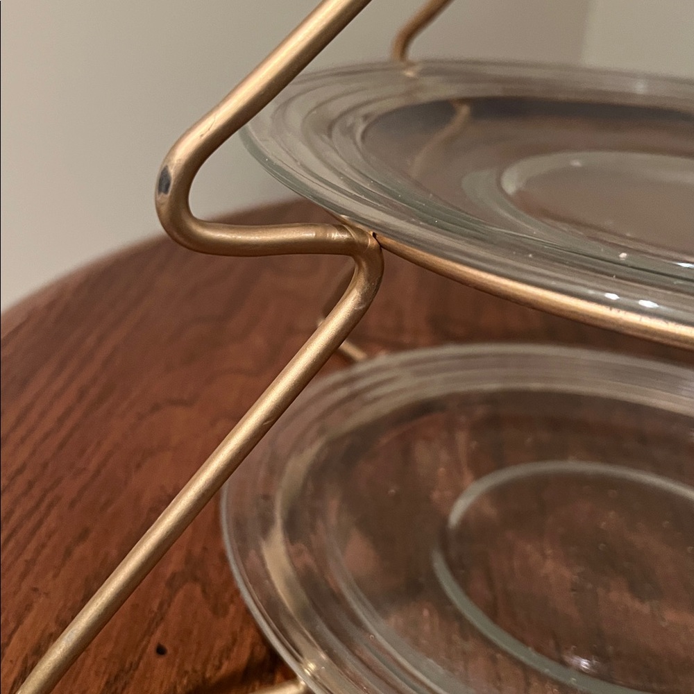 gold Christmas tree 3 tier dessert or appetizer stand ONLY, plates NOT INCLUDED - Picture 4 of 6